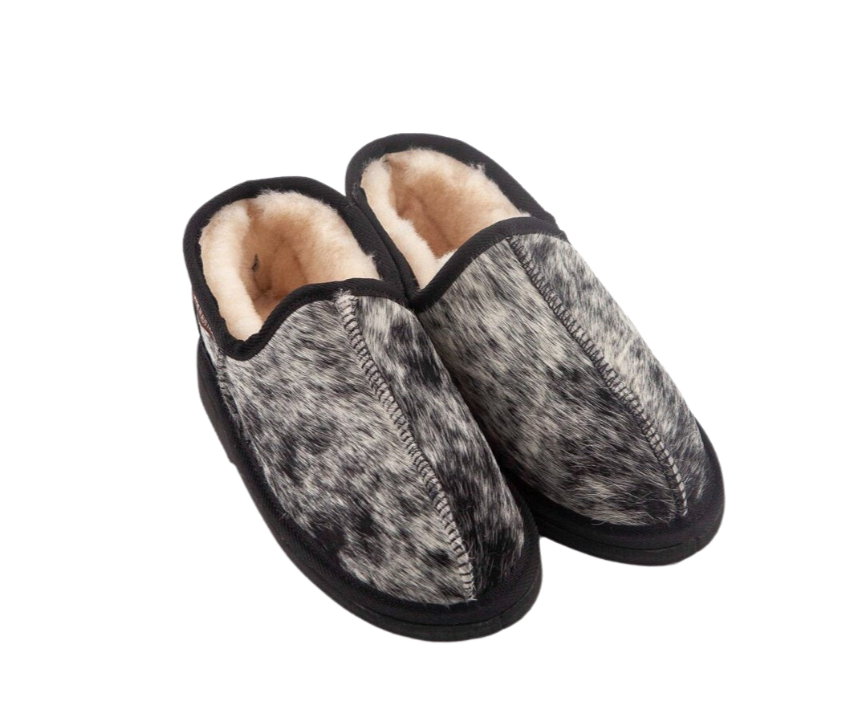 Slipper- Rawhide Black and White