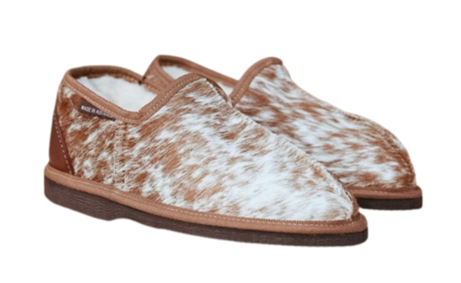 Slipper- Rawhide Brown and White